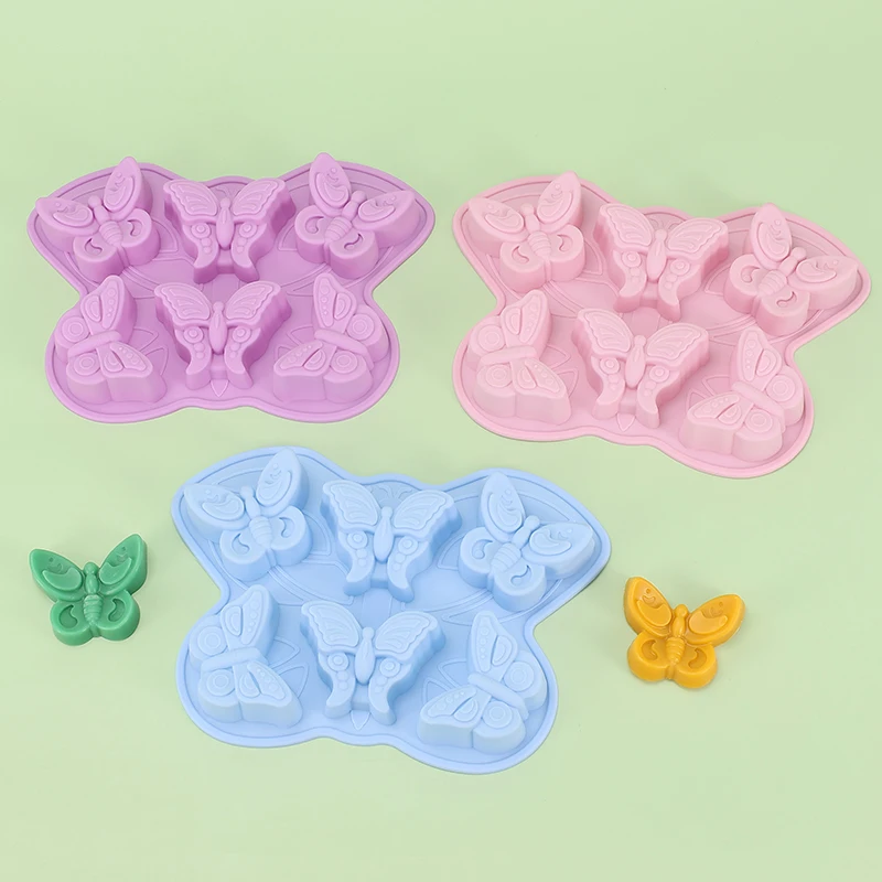 Chocolate Silicone Molds Butterfly Ice Cube Tray 6 Cavity Biscuit Fondant Baking Mould Wax Melt Molds Kitchen Accessories