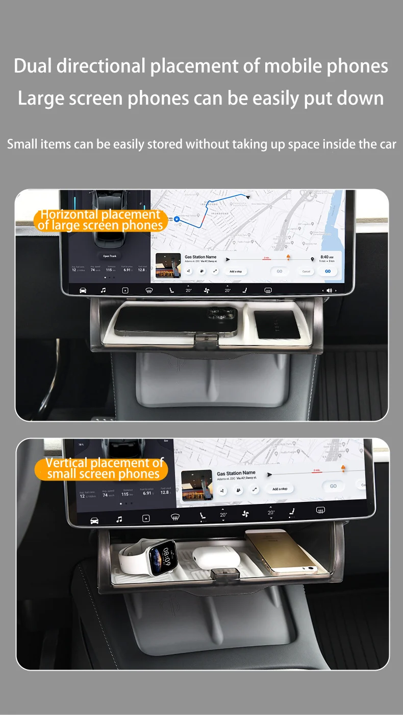 For Tesla Model 3 Y Highland Juniper 2021-2025 Hidden Screen Storage Magnetic Opening And Closing Hidden Large Space Storage Box