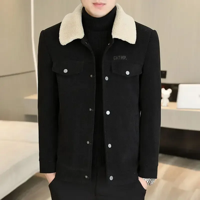 Thick Warm Slim Fit Male Jackets Fleeced Men's Coats Winter Corduroy Casual Cheap Clothes Offer Clothing Fashion 2024 On Vintage