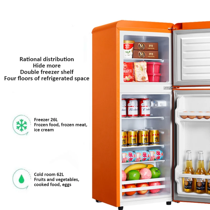 Retro Internet Celebrity Double Door Refrigeration and Freezing Mini Small Refrigerator for Office Home Energy Saving Pro