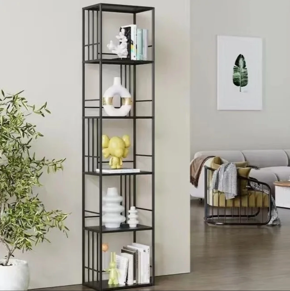 bookshelf floor against Wall living room bedroom corner narrow ultra narrow storage rack multi-layer storage rack