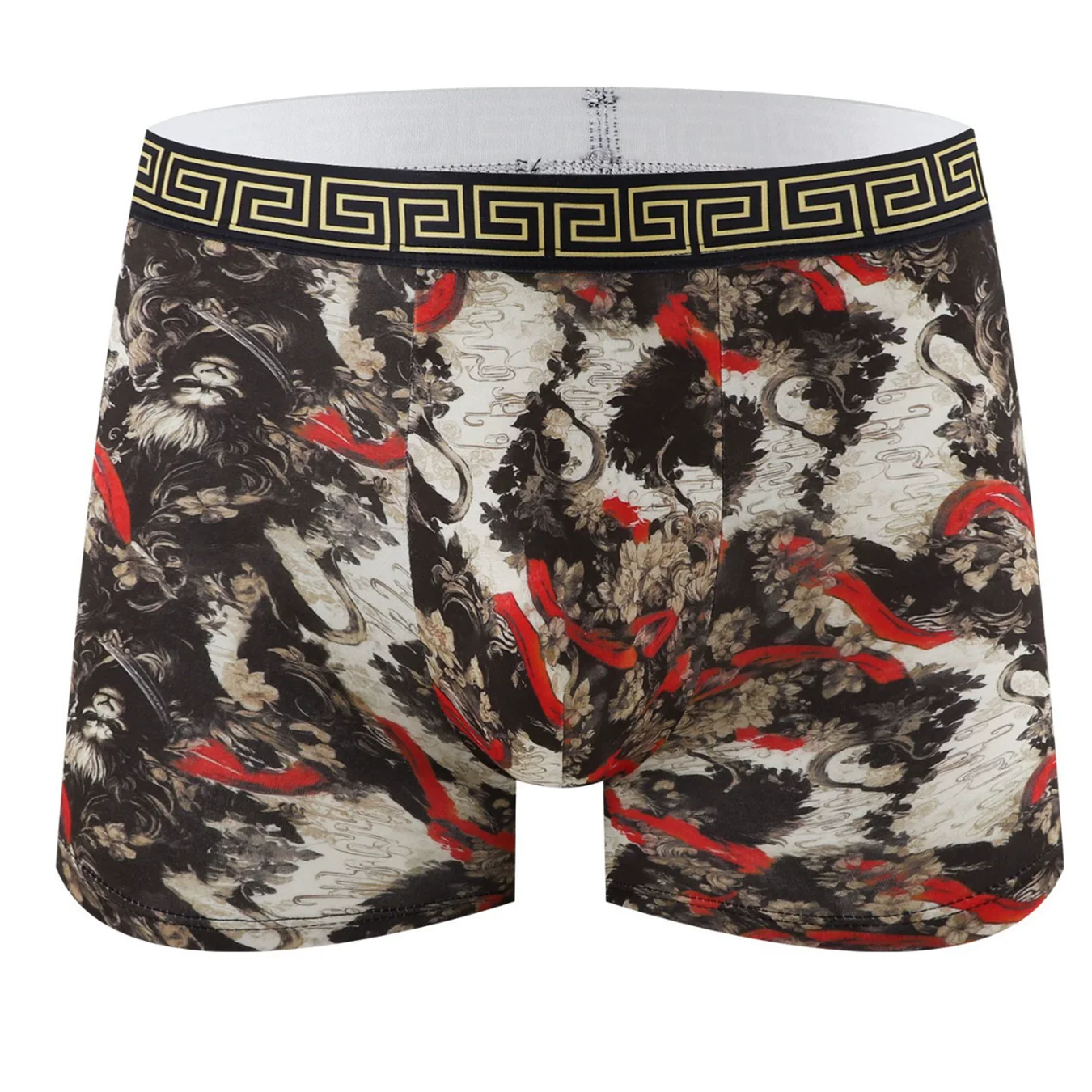 5-Piece Men's Polyester Boxer Briefs Set - Mythic Character Graphic Print Underwear