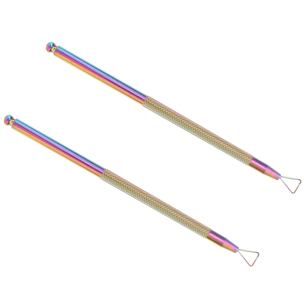 2 قطعة بشرة من الفولاذ المقاوم للصدأ انتهازي المزدوج نهاية مسمار مكشطة لإزالة طلاء الجل أدوات مانيكير مزيل البشرة المهنية #6