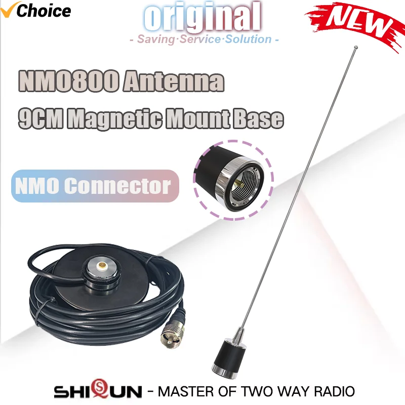 Antena NMO800 lub podstawa magnetyczna z zestawem kabli koncentrycznych 5M RG-58U PL259 NMO 144/430MHz Antena do radia samochodowego w pojazdach mobilnych
