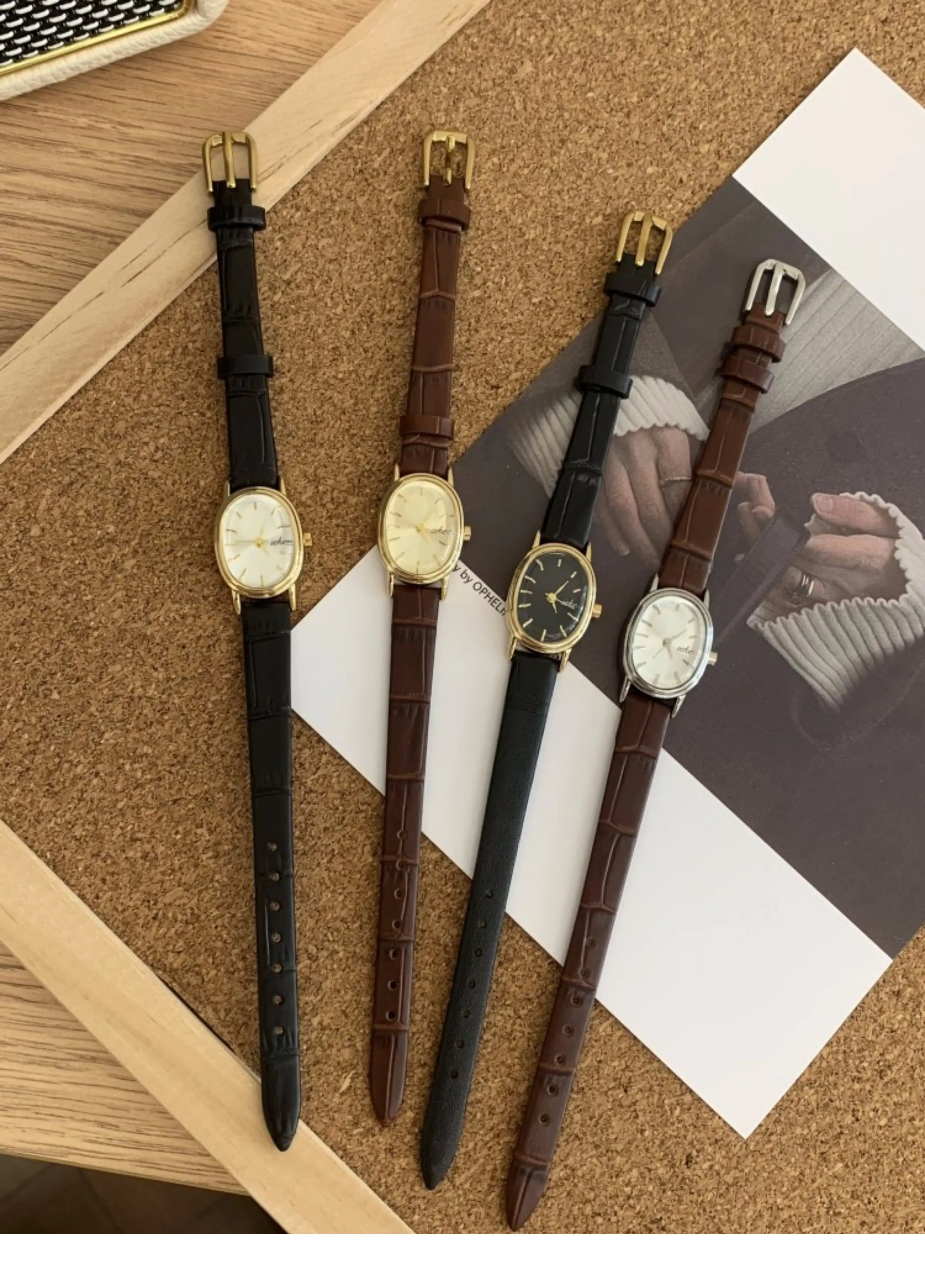

New Vintage-Style Oval Small Dial Women'S Leather Strap Watch, Elegant And Sophisticated Quartz Watch, A Trendy Watch For Women.