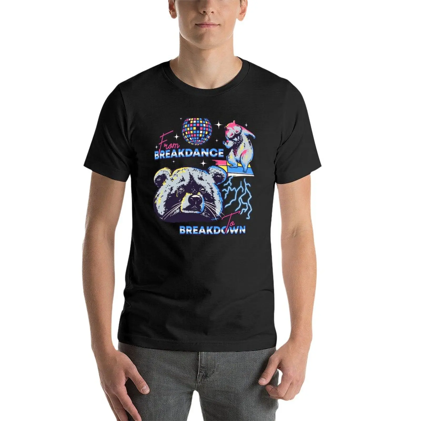 Neues Waschbär-Meme vom Breakdance zum Zusammenbruch T-Shirt ästhetische Kleidung Anime T-Shirt benutzer definierte T-Shirt Männer Kleidung