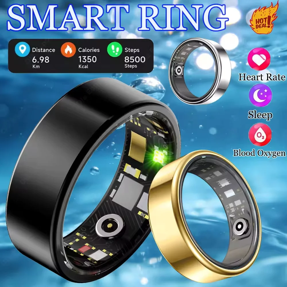 R09 Smart Ring Men Women with Charging Case,Heart Rate Blood Oxygen,Skin Temperature Monitor,5ATM Waterproof For Android iOS image 2