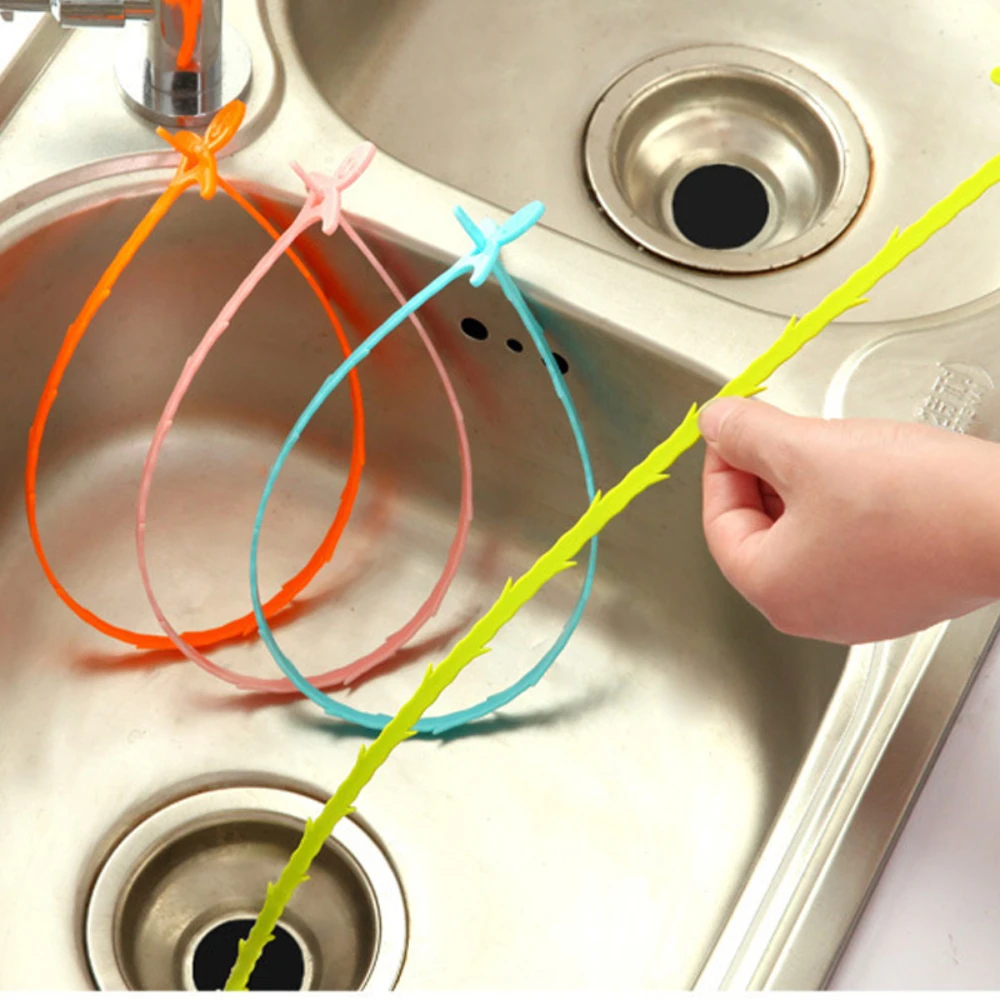 

51CM Sink Pipe Drain Cleaner Pipeline Hair Clean Kitchen Bathroom Removal Shower Toilet Sewer Clog Plastic Hook Dredging Tool
