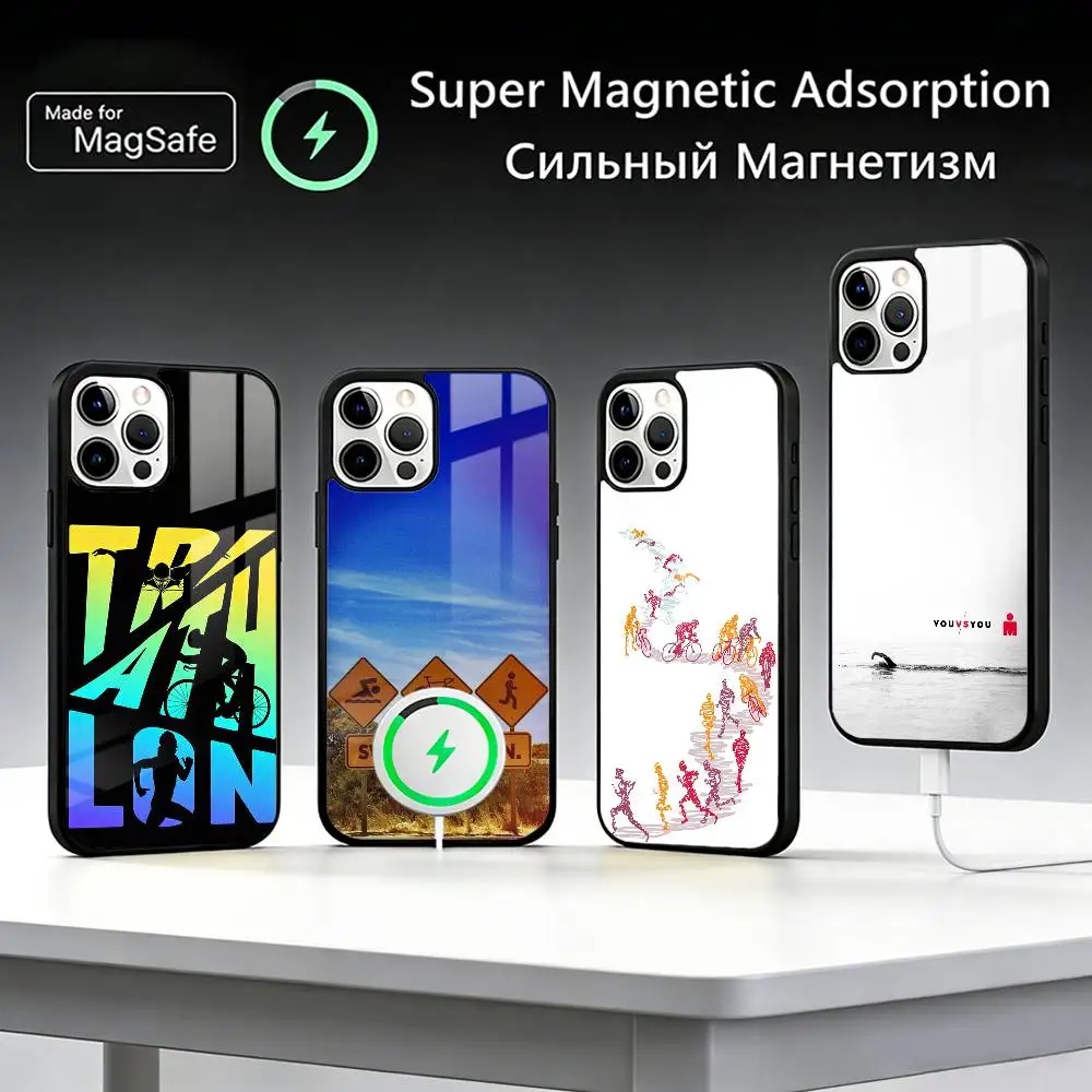 

Чехол для телефона T-Triathlon Swim Bike Run Tri Life для iPhone 17,16,15,14,13,12,11 Plus, Pro Max для беспроводной зарядки Magsafe