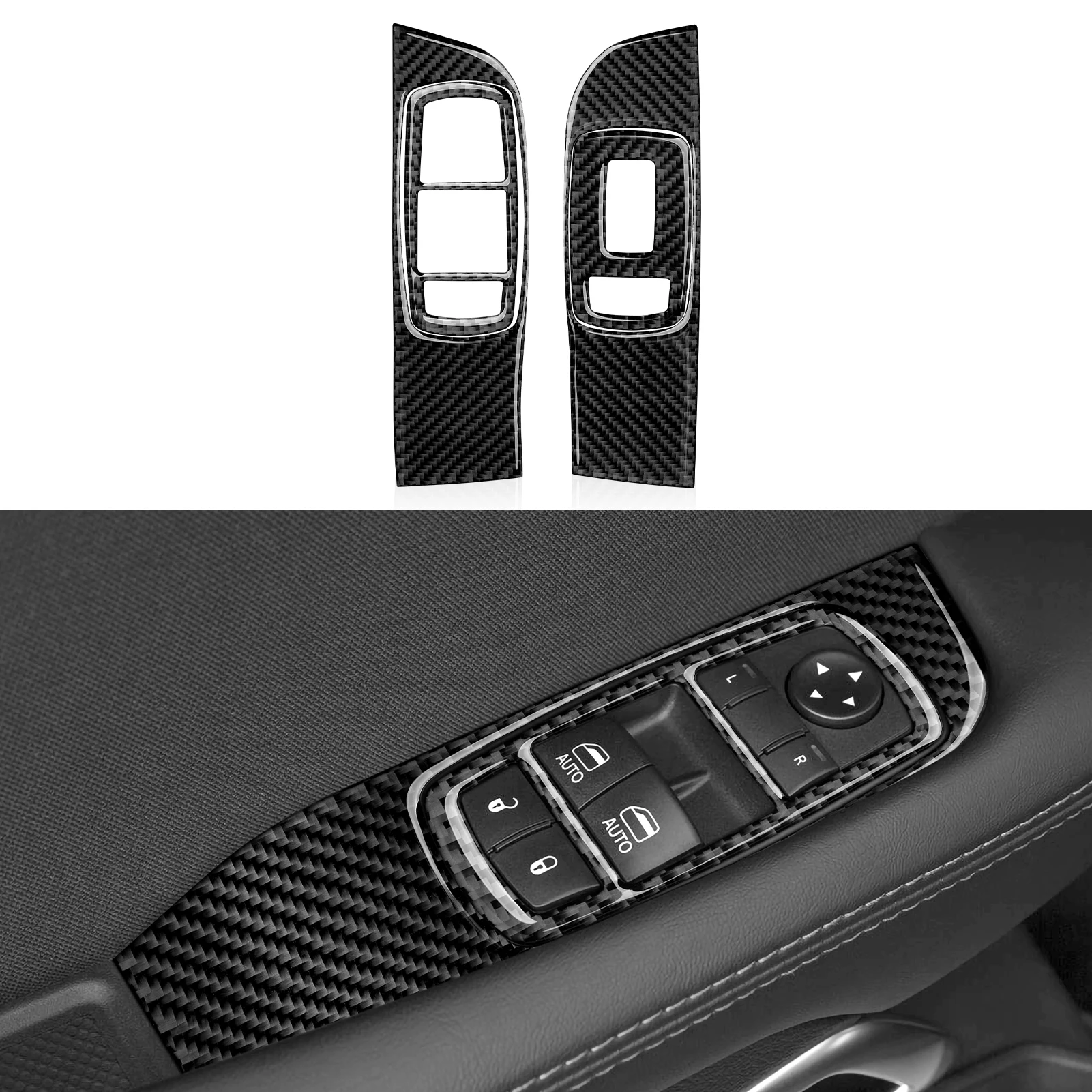 Car Window Switch Console Panel Decals For Dodge Challenger 2021-2015 Accessories Carbon Fiber Trim Stickers