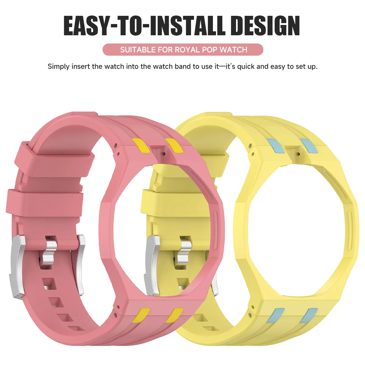 Silicone Strap+PC Case For Swatch X AP Royal Pop Pocket Watch Changer to Wristwatch Integrated Band Accessories view 2