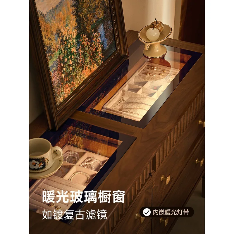 Comò e mobiletto in legno massello di noce nera personalizzabile Comò combinato cinese per camera da letto retrattile retrò francese integrato