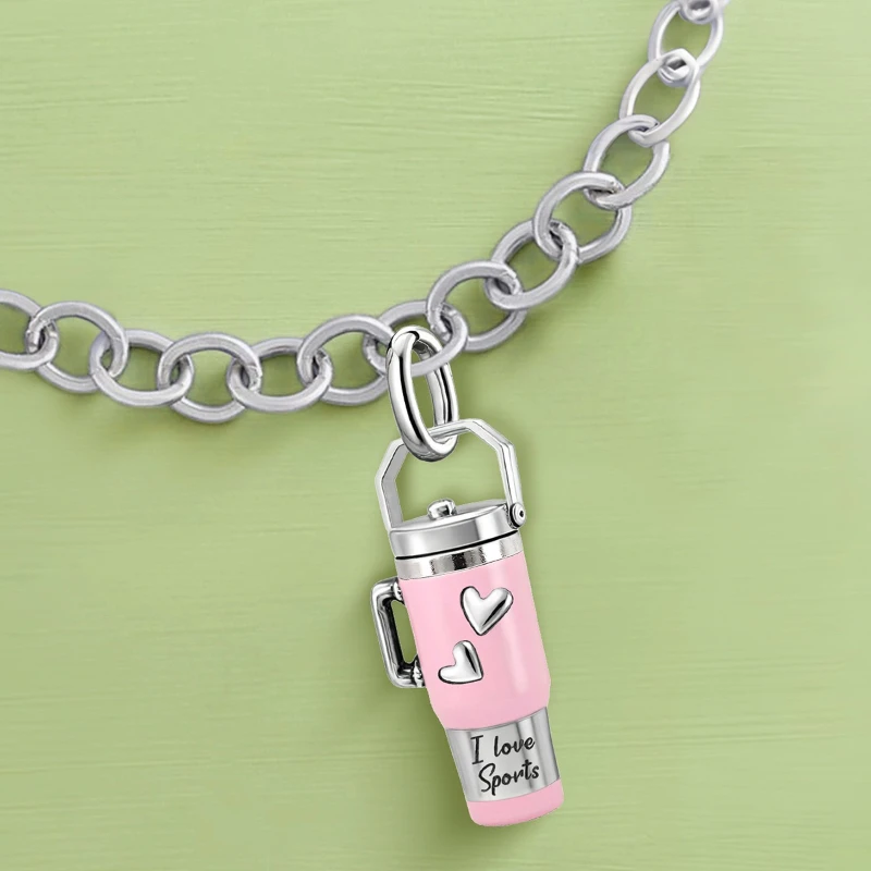 

Adjustable 925 Sterling Silver Vintage Pendants Sports Water Bottle Charms Beads Fit Original Bracelet Necklace DIY Jewelry