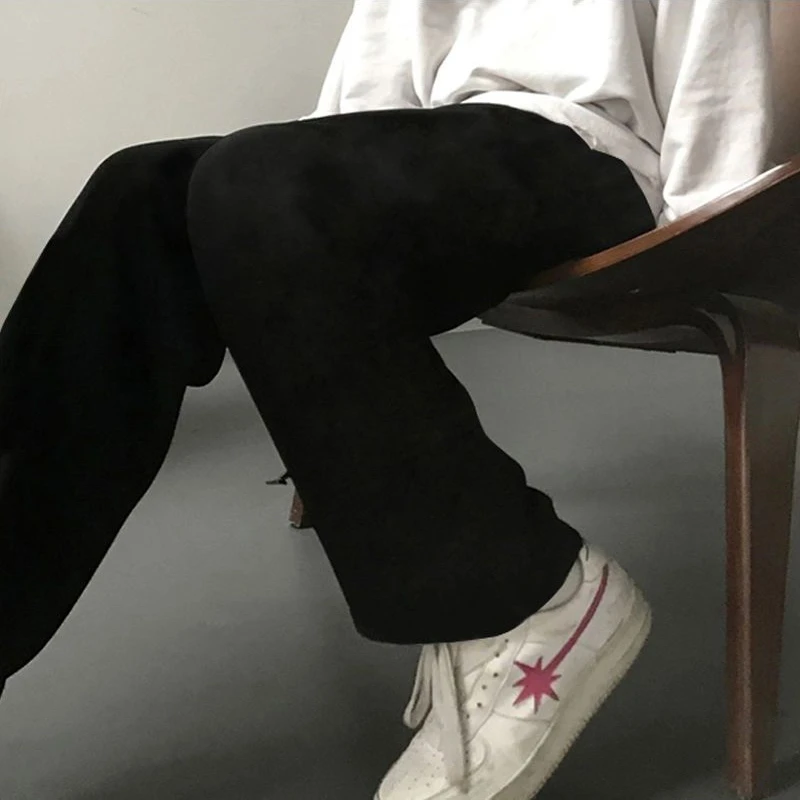 Pantalones de pierna ancha para Mujer, Pantalones básicos que combinan con todo, gran oferta, para estudiantes, Harajuku, clásico, holgado, liso, Unisex, moda Popular Ins Mujer