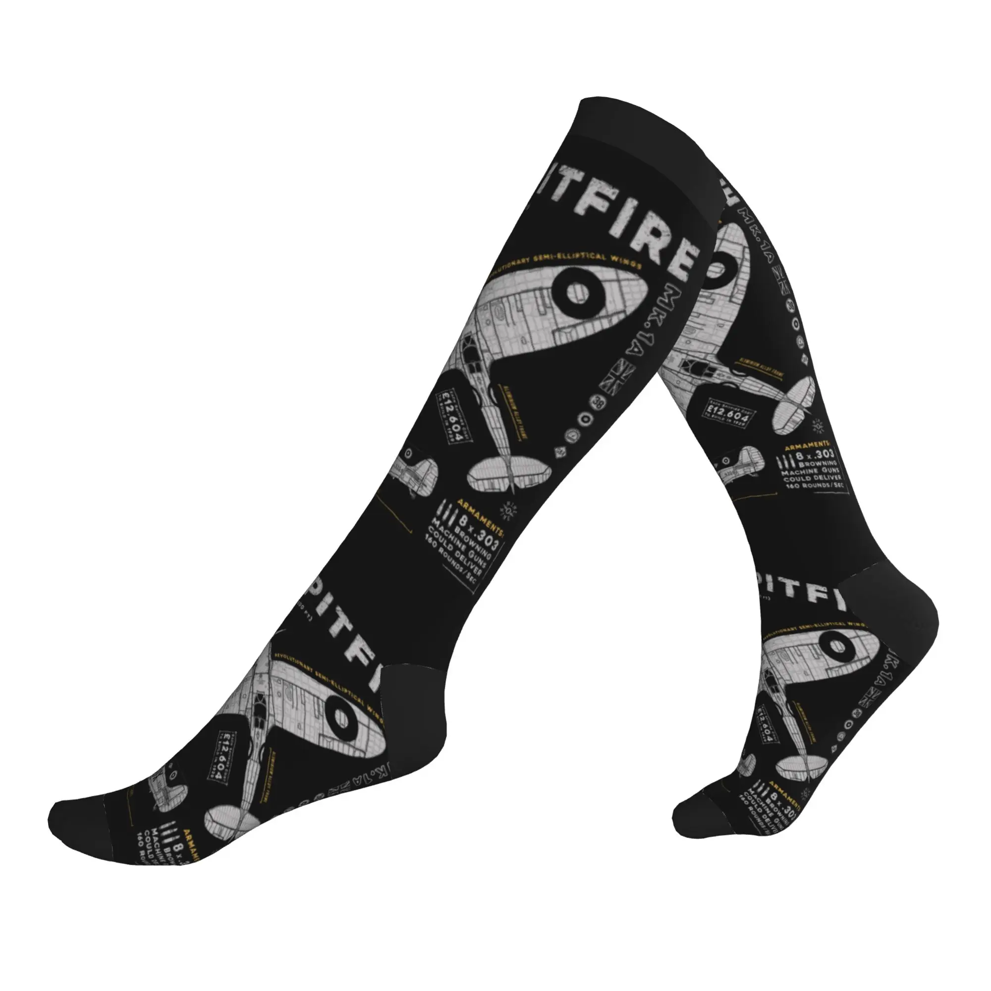 Supermarine Spitfire Dress Socks Men's Women's Warm Novelty Fighter Pilot Aircraft Airplane Plane Sports Compression Socks