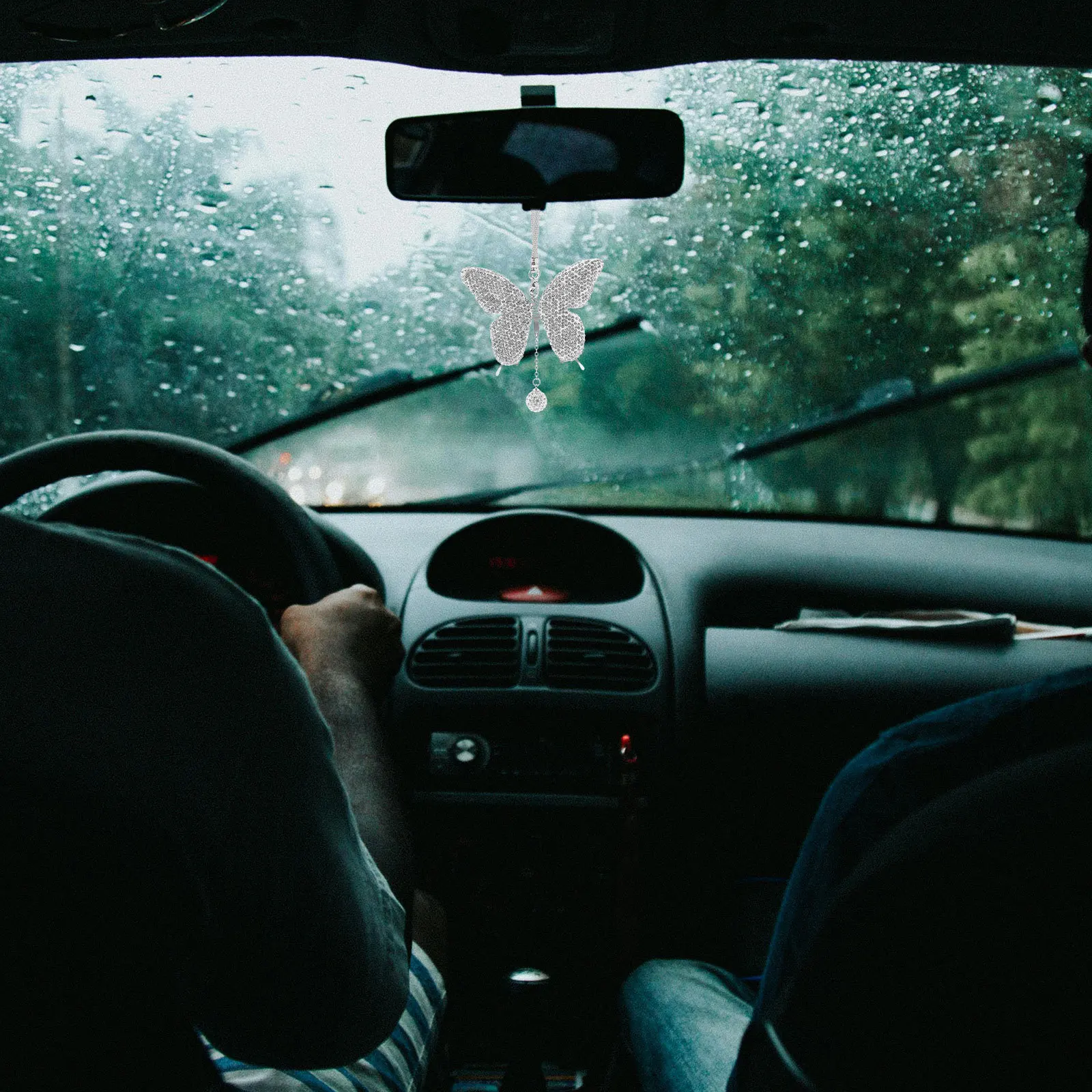 

Butterfly Pendant Ornaments Metal Car Charms Stainless Steel Auto Aesthetic Accessories