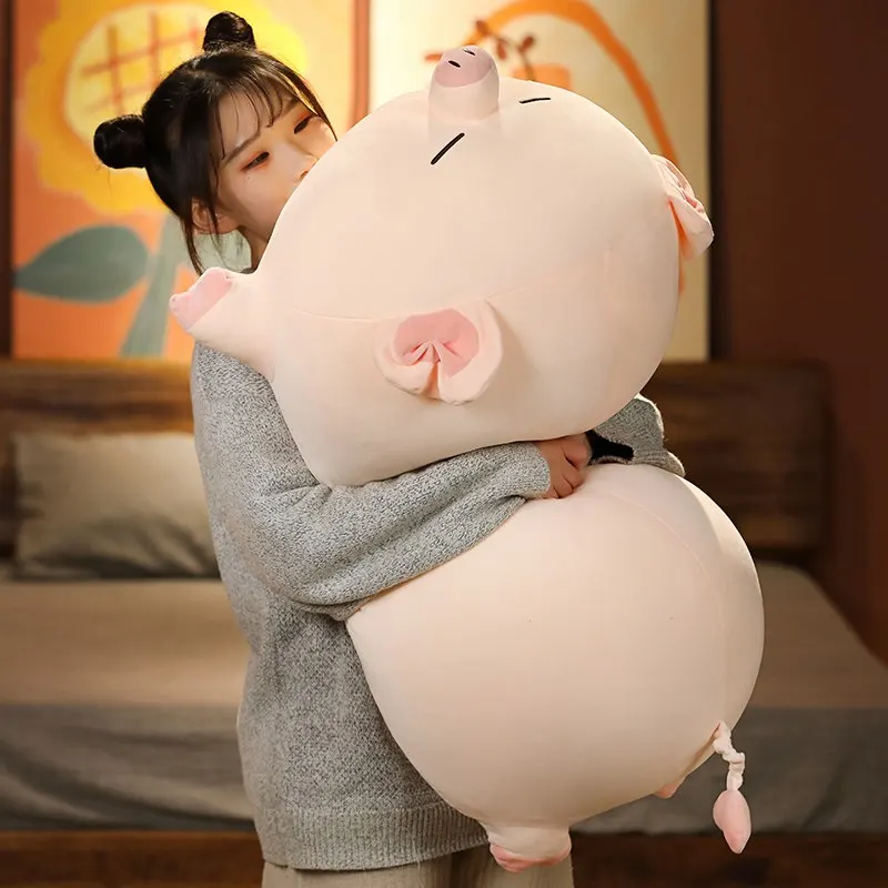 40/50/60/80cm New Squish Pig Stuffed Doll Lying Plush Piggy Toy Animal Soft Plushie Pillow Cushion Kids Baby Comforting Gift