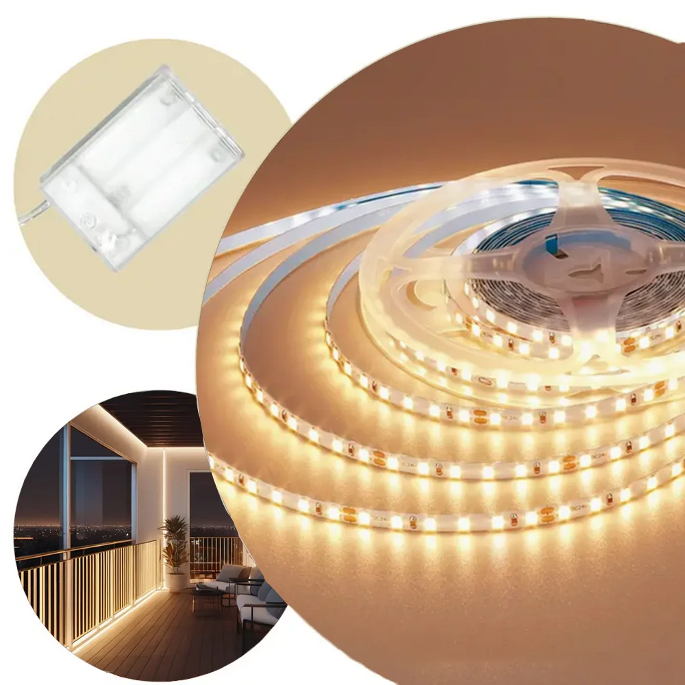 

1PC 5v warm/ white LED strip light, battery box without battery, safe and durable, suitable for living room bedroom decoration