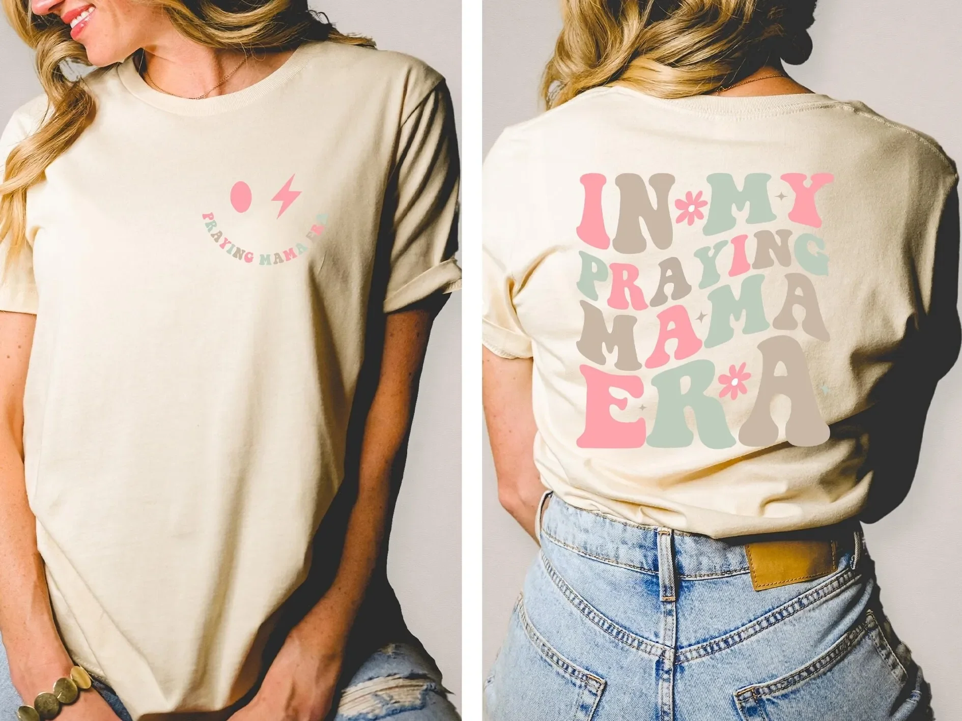 In My Praying Mama Era T Shirt Front and Back Inspirational Mom Mother SweaT Mothers Day