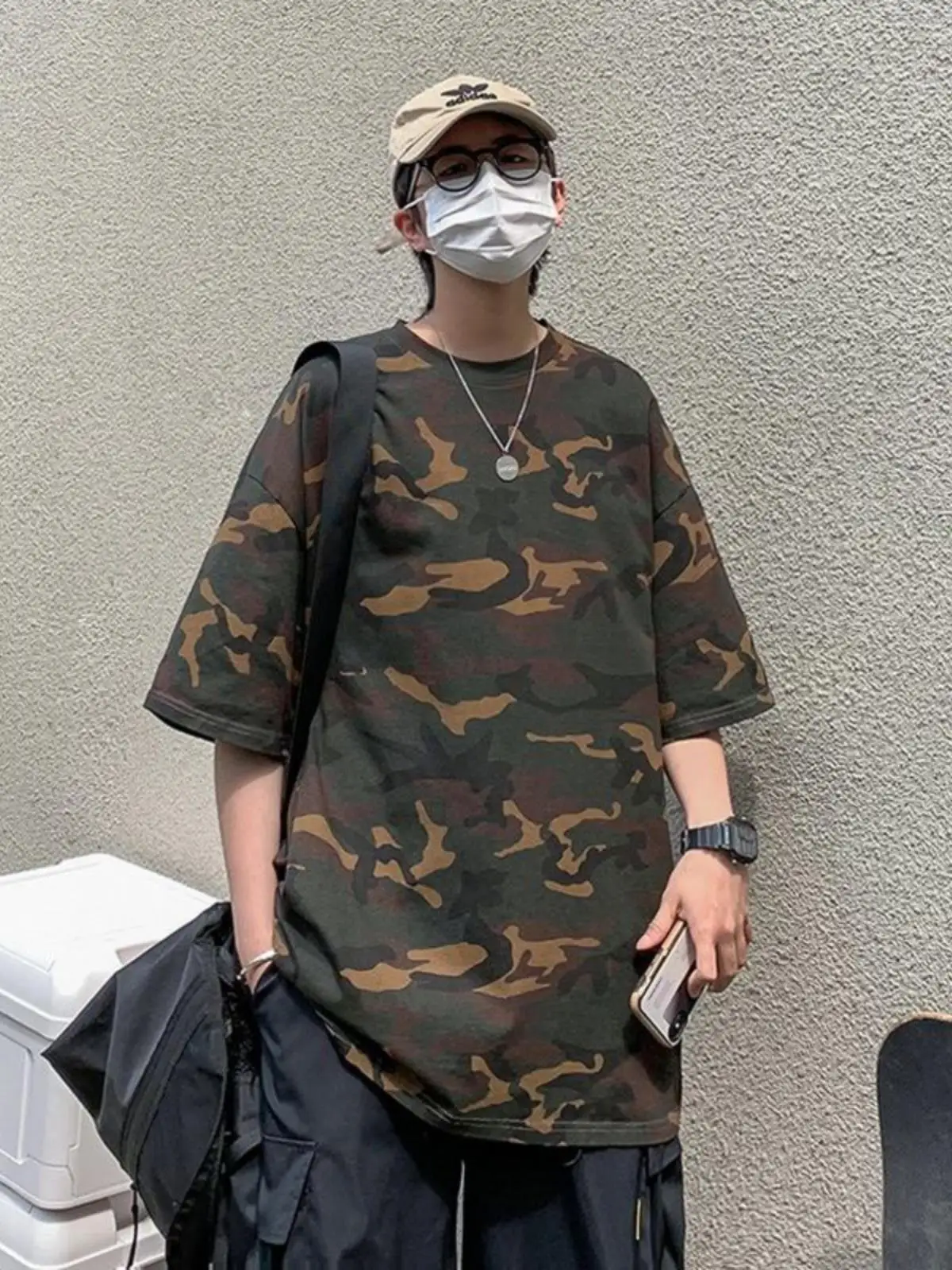 

Extra Large 300 Pou Trendy Hong Kong Sle Retro Haome Camouflage ort Sve Men's T-irt Summer High Street Design ...