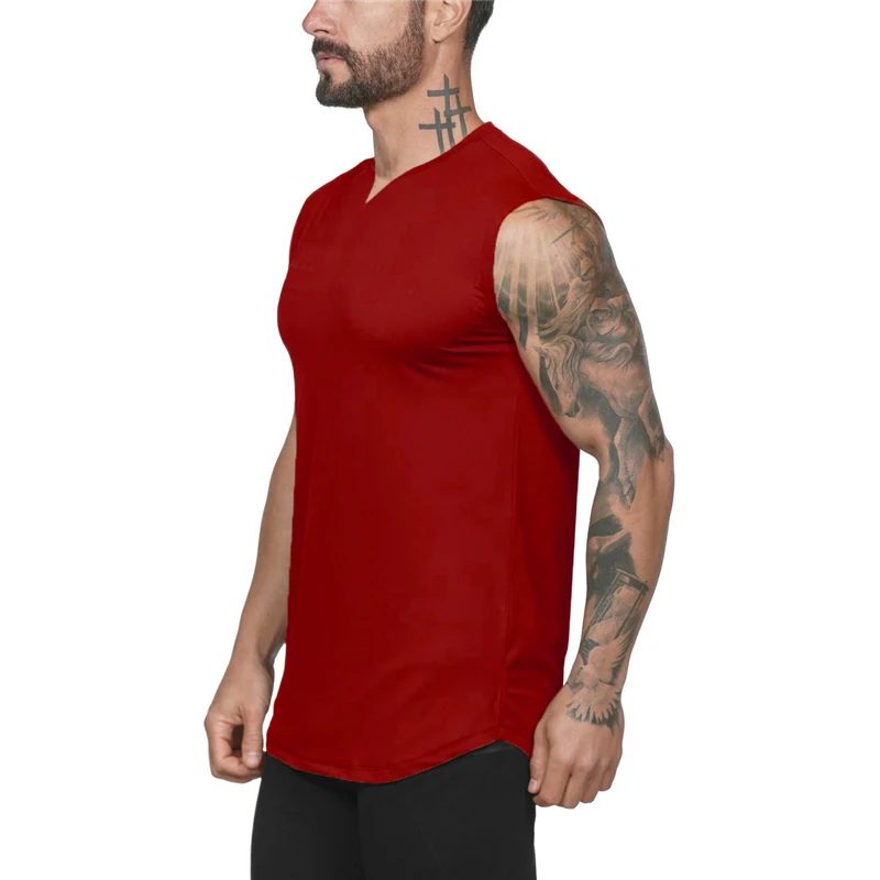 Men Running Vests Cotton Sleeveless Summer Gym Workouts Top Bodybuilding Fitness V Neck Exercise Casual Comfortable Sports Shirt