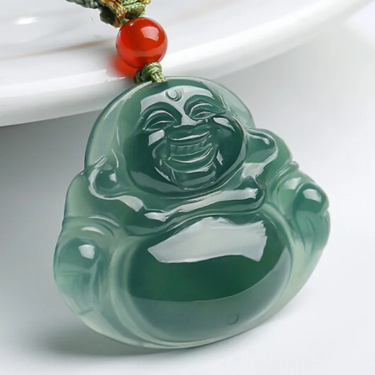

Certified Myanmar Jadeite Blue Water Jade Buddha Necklace Women Fine Jewelry Genuine Grade A Burma Jade Buddha Pendant Necklace