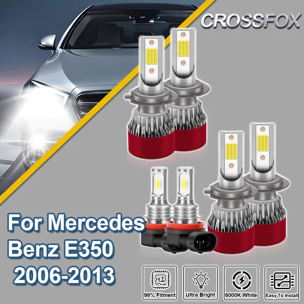 CROSSFOX para Mercedes Benz E350 2006 2007 2008 2009 2010-2013, Bombillas LED de Alta Calidad para Faros Delanteros Turbo, Canbus