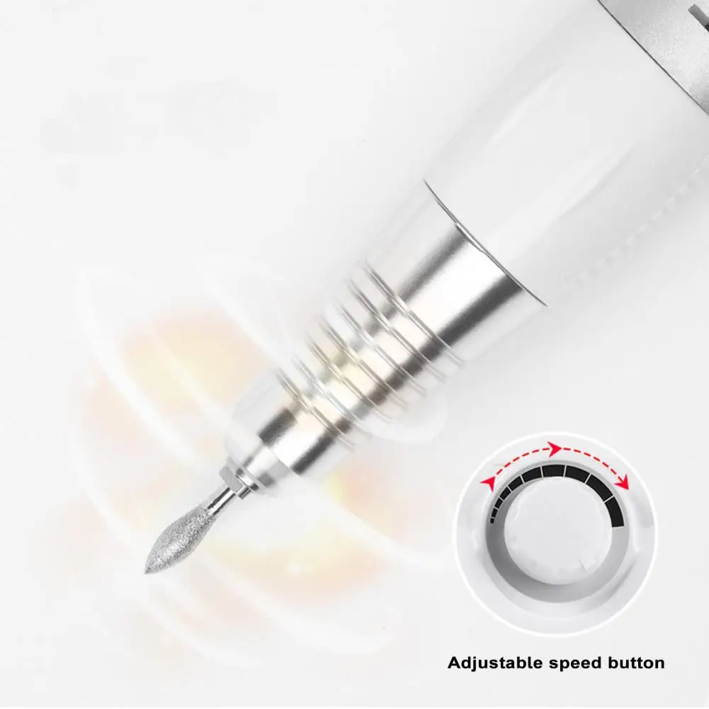 Adjustable Speed Nail Polisher Electric Nail Drill Machine with 6 Grinding Heads High Speed Nail Polisher for Manicure Pedicure