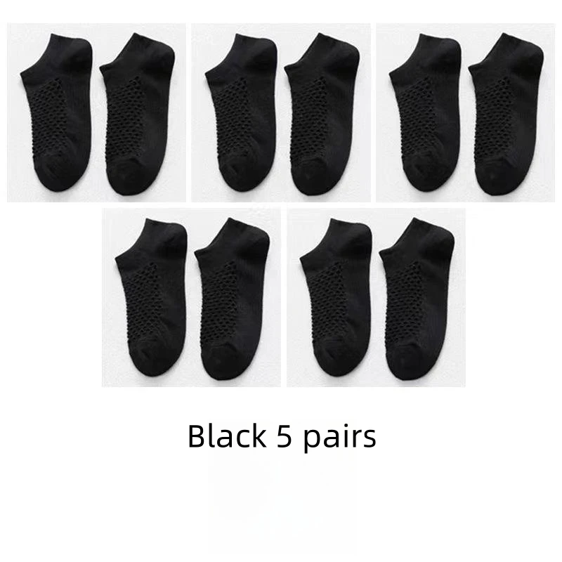 5 Pairs Spring Summer Solid Color Hole Socks Men Casual Soft Breathable Thin Mesh Low Tube Short Mesh Ankle Funny Male Sokken