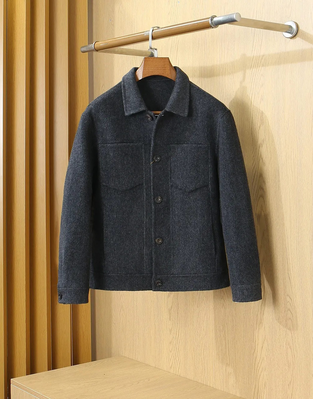 2026 autumn and winter new men's business double-sided woolen coat size: M-3XL color: black apricot coffee color