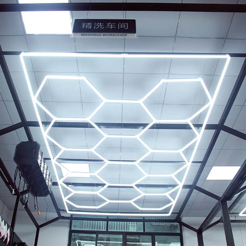 Car Detailing workshop honeycomb hexagonal led garage  light car wash equipment ceiling led light