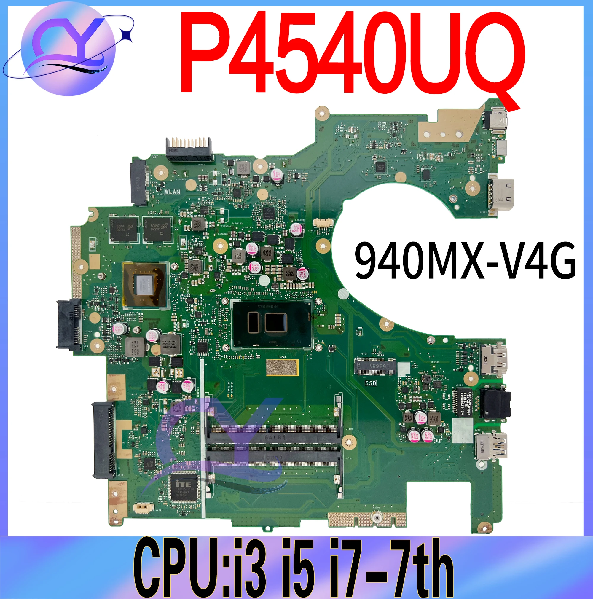 P4540UQ Laptop Motherboard For ASUS PRO P4540U P4540 PU554U Mainboard With i3-7100U i5-7200U i7-7500U 940MX V4G