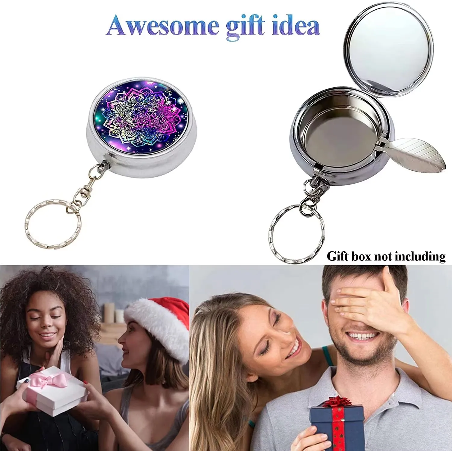 100pcs Sublimation Blank Portable Pocket Ashtray DIY Print Mini Stainless Steel Ashtrays with Key Chain For Father Gifts
