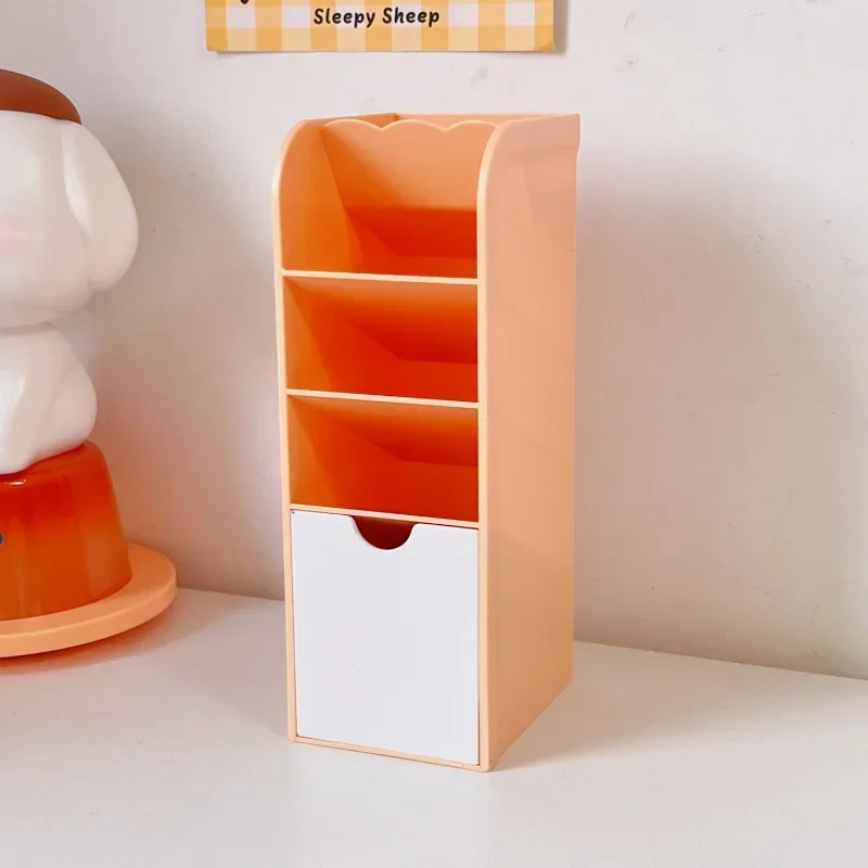Creative Multifunctional 4 Grid Desktop Organizer Pen Holder, Kawaii Creative fashion oblique wheat stalk