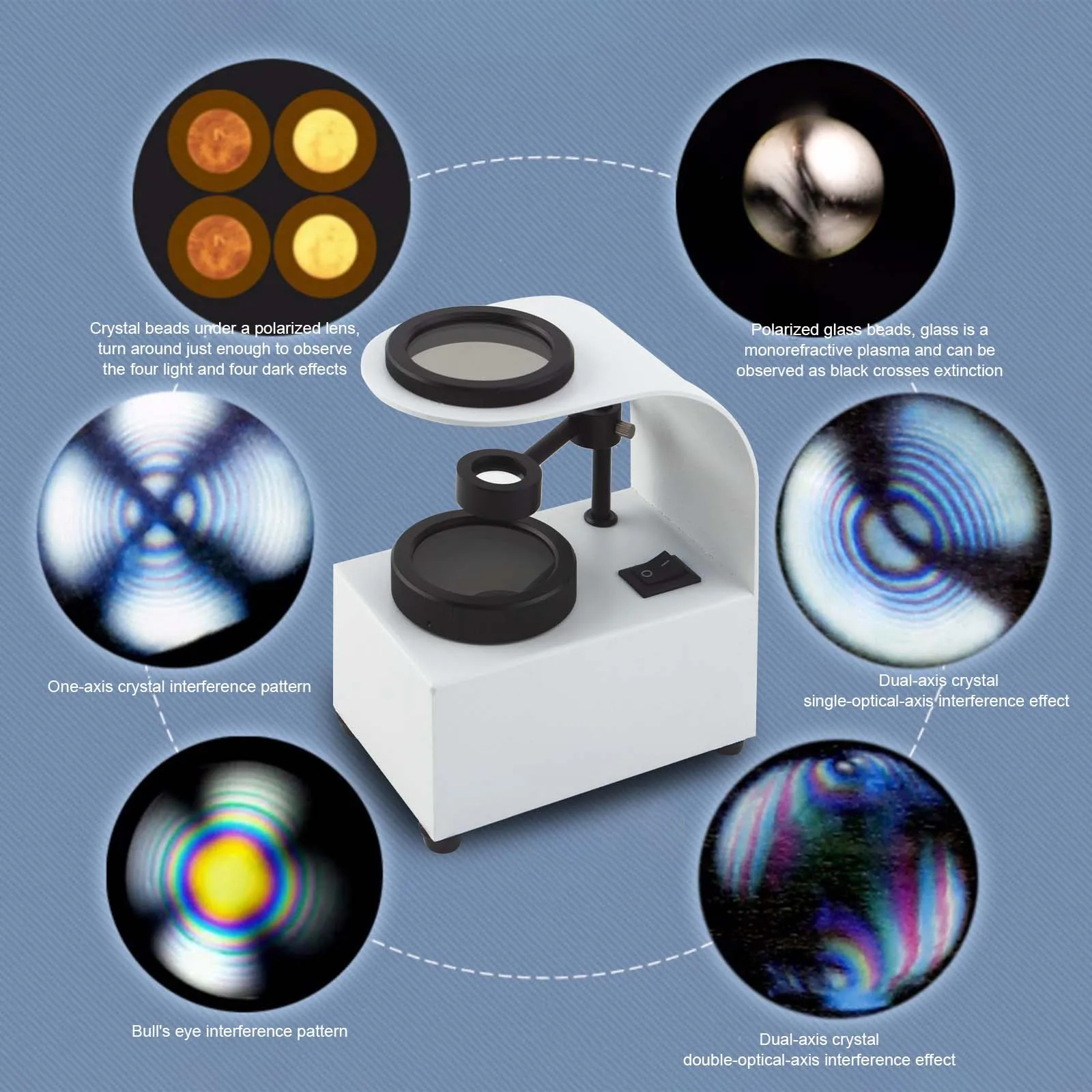 Polariscope لسطح المكتب للأحجار الكريمة والكريستال |   محلل انكسار مصدر الضوء البارد |   أداة الهوية المعدنية الاحترافية