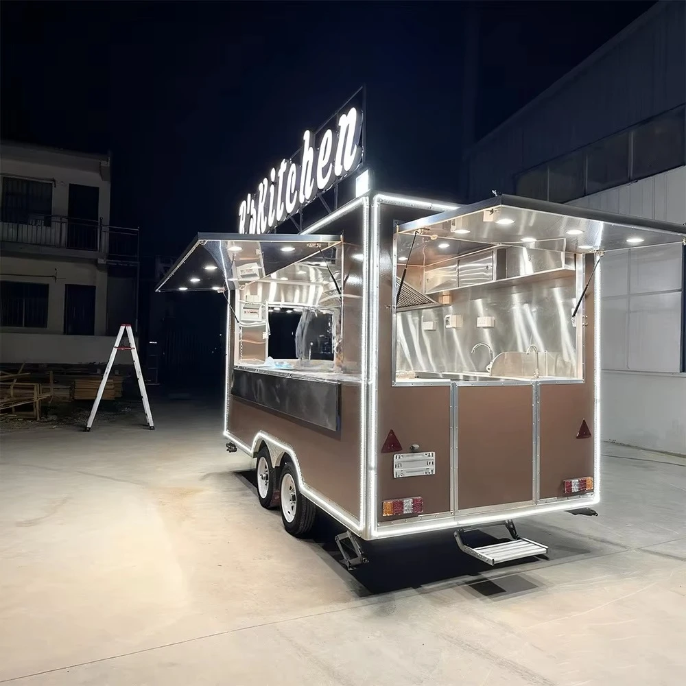 Coffee cream food truck, European standard occasion, fast food truck, commercial service window, food trailer