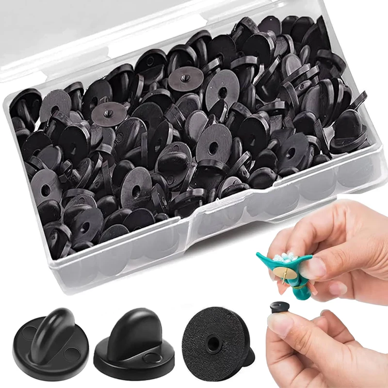 

50/200pcs Rubber Brooch Button Clasps Pin Back Clutch Care Cap Nail Tie Back Stoppers Squeeze Badge Holder Jewelry Accessories
