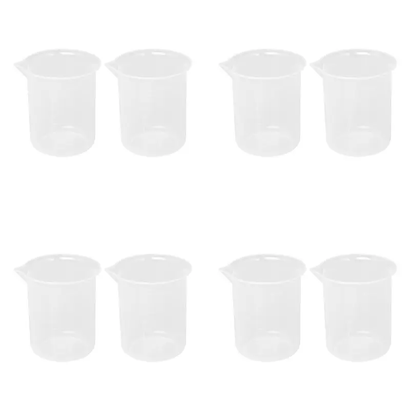 Top Sale Kitchen Lab Graduated Beaker Clear Plastic Measuring Cup Thicken With Cap Measuring Jug 200ML 8Pcs