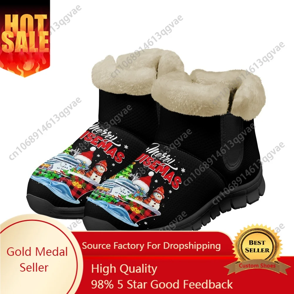 

Christmas Family Cruise 2025 Lover Snow Boots Mens Womens Teenager Shoes Keep Warm High Quality Couple Sports Custom Sneakers