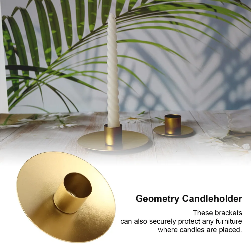 Single Head Brass Candle Holder Geometry Gold Wrought Iron Candlestick Iron Taper Candle Holders Table Centerpiece