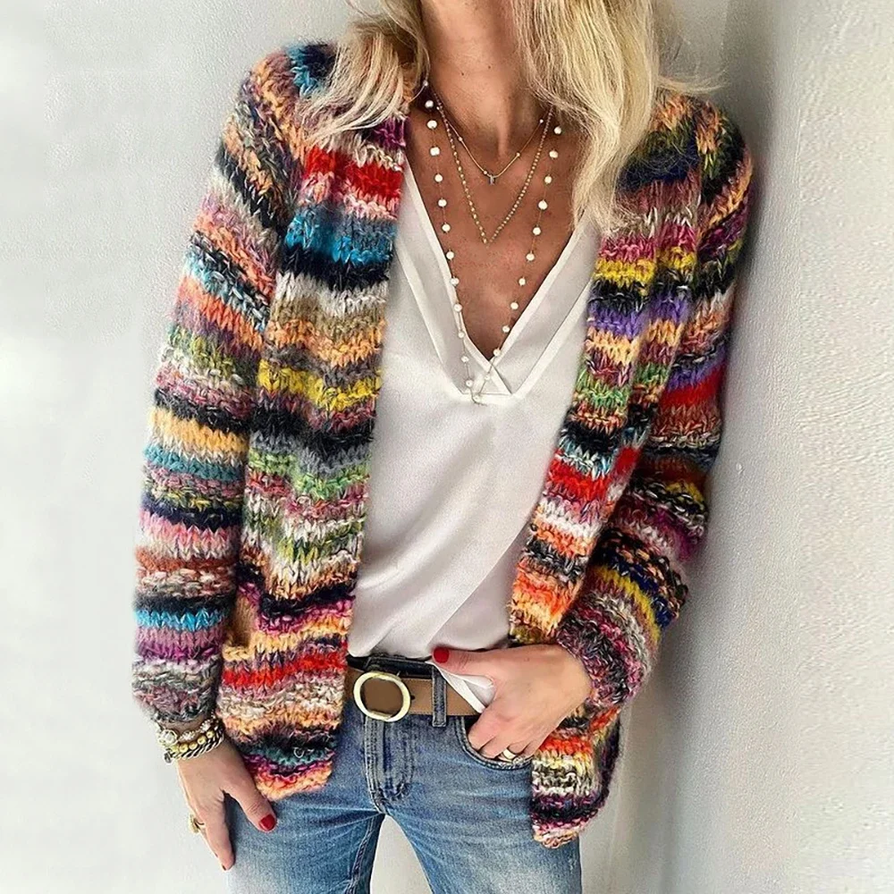 

Sweater Knitted Cardigan Thin Loose Jacket For Women Casual Y2k Crop Clothes Elegant Female Clothing Fashion Top