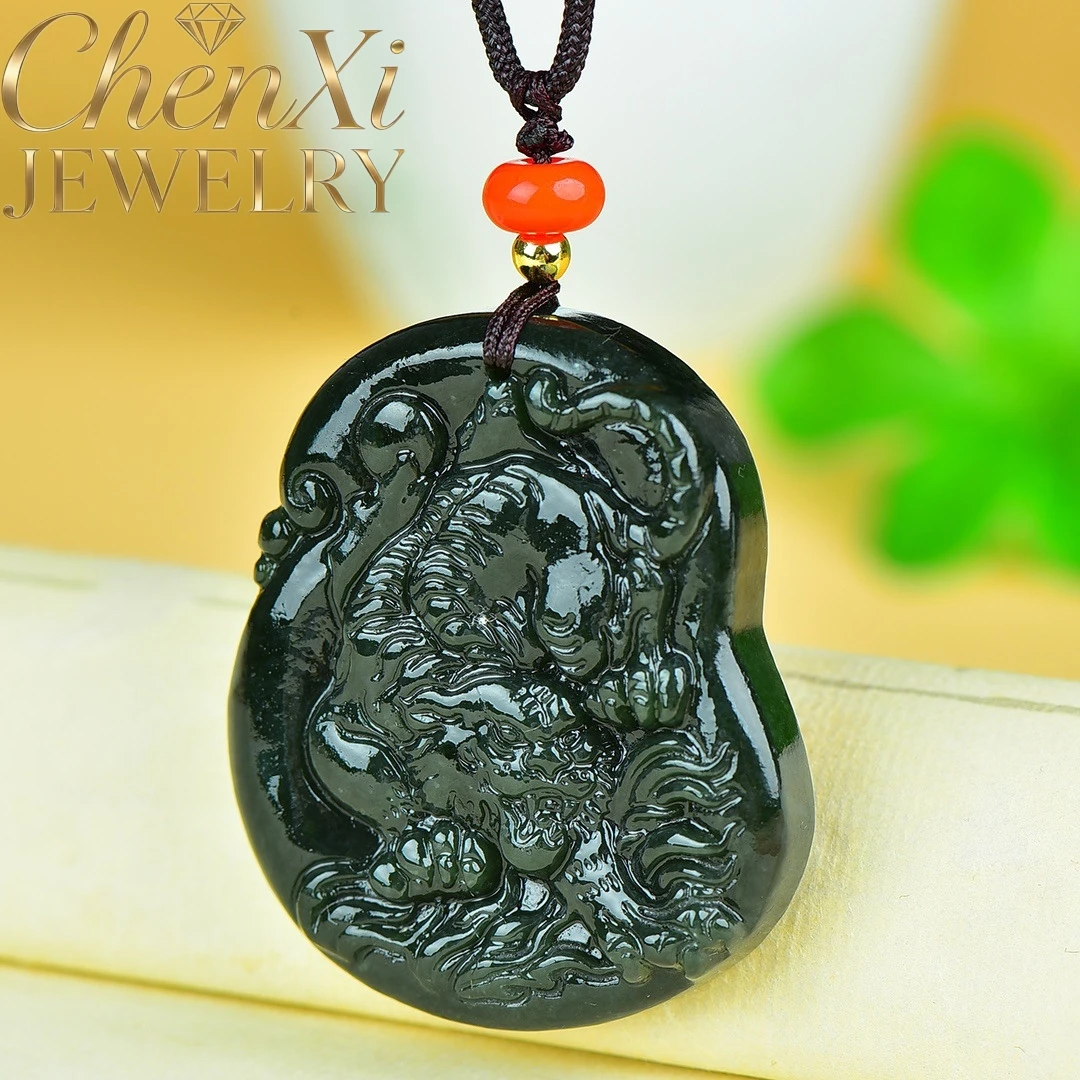 

Natural Hetian Green Jade Zodiac Tiger Pendant Luxury Quality Fashion Jewelry Amulets And Mascots Exquisite Popular Elegant Gif