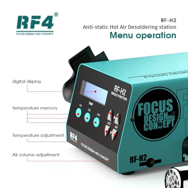 RF4 RF-H2 1000W Fast Desoldering Hot Air Gun Soldering Station Digital Display Intelligent BGA Rework Station To PCB Chip Repair