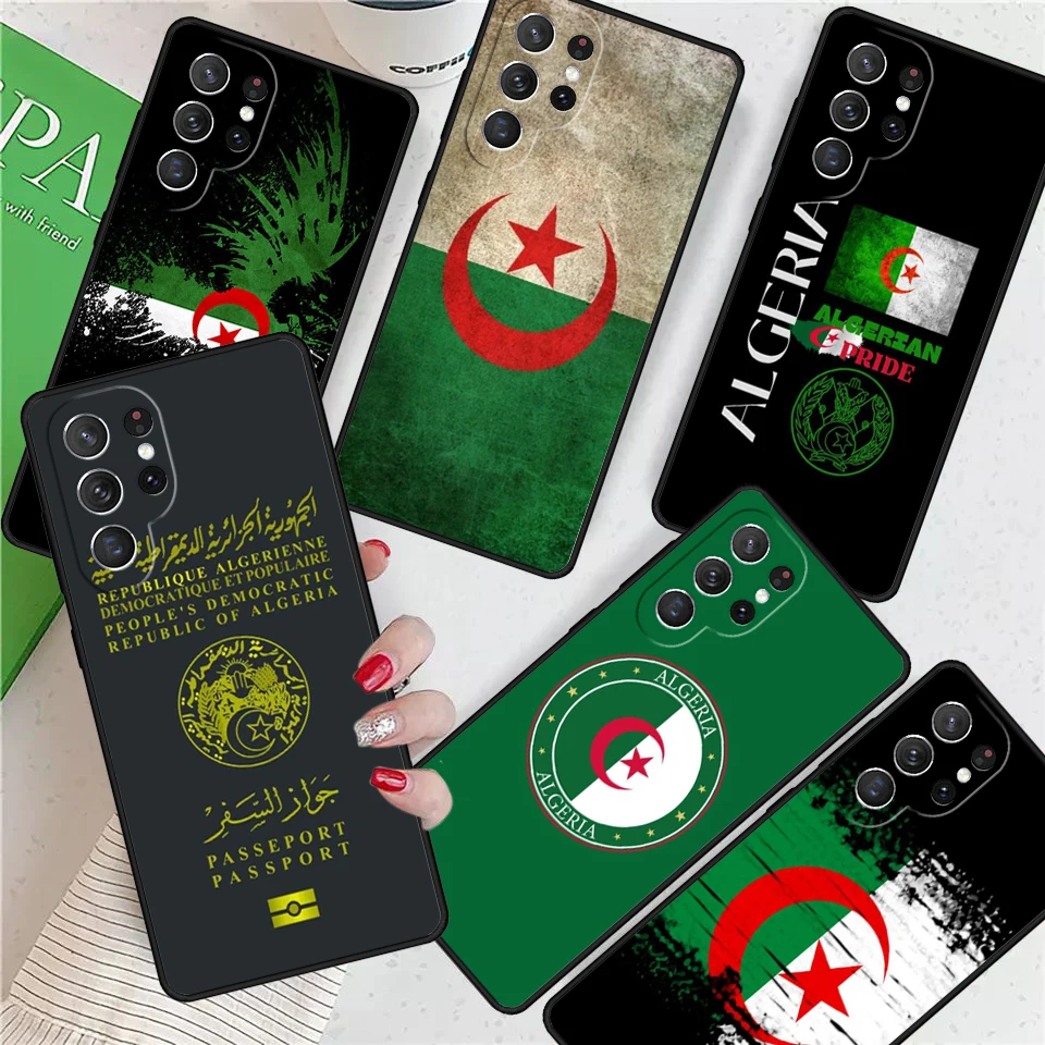 Algerian Emblem Algeria Flag For Samsung Galaxy S24 Ultra S21 S22 S8 S9 S10E Note 10 20 Plus FE S23 Phone case Cover Coque