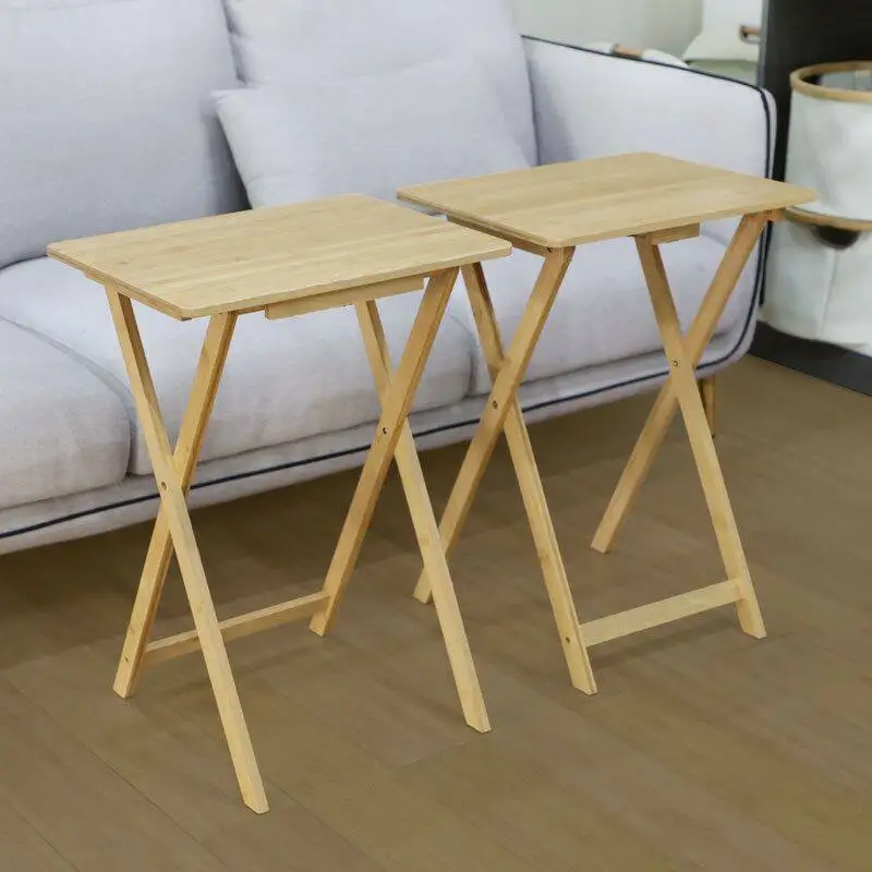 #Bamboo Simple Modern 12mm Thick Rectangular Folding Table Solid Wood Learning Home Stand Free Installation