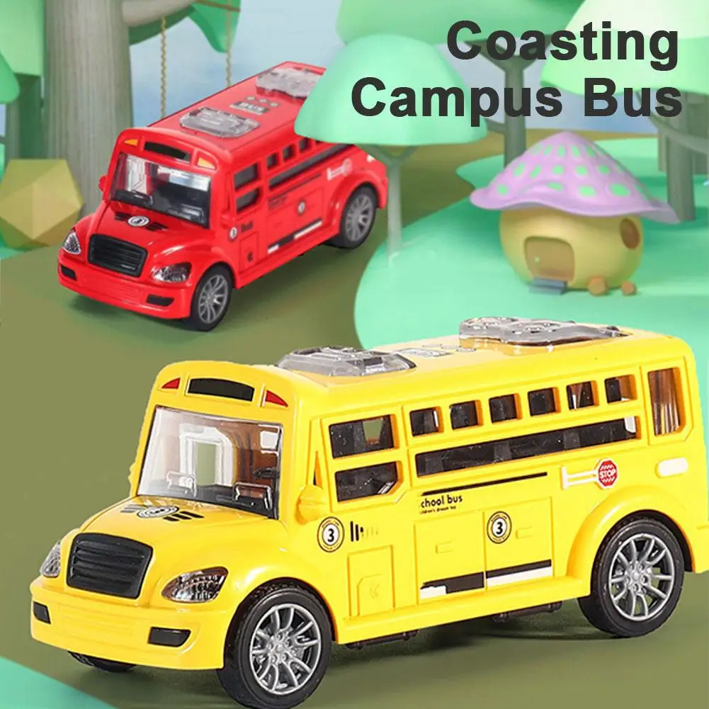 

School Bus Toys With Openable Doors Inertial School Bus Educational Model Toys for Kids Children