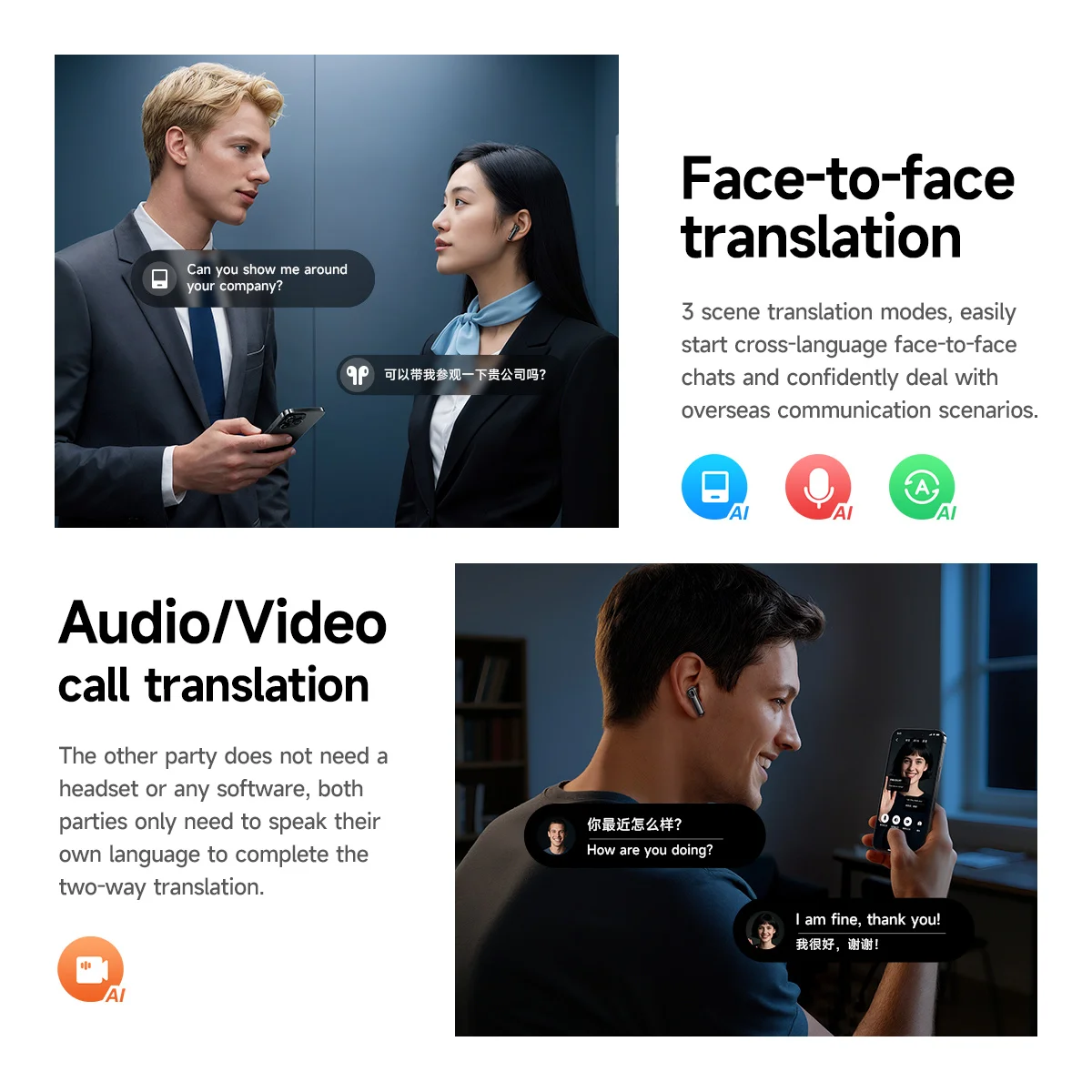HOCO EQ27 ANC + ENC سماعات أذن ذكية للمترجم Al سماعات أذن لاسلكية وقت تشغيل طويل بلوتوث 5.4 HD مكالمة واضحة كبيرة باس