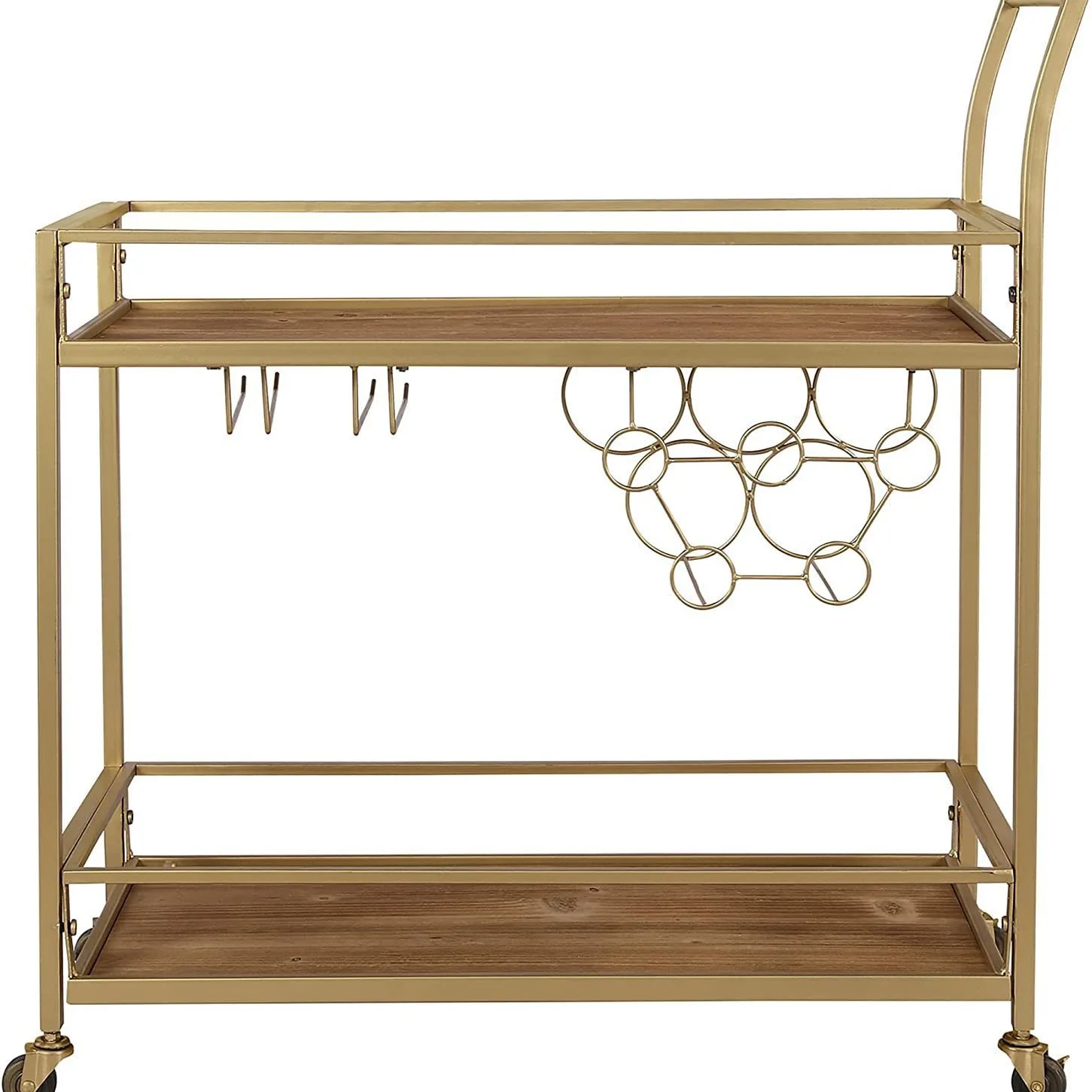 

Restaurant wrought iron wine ornament storage rack light luxury mobile three-layer service desk trolley