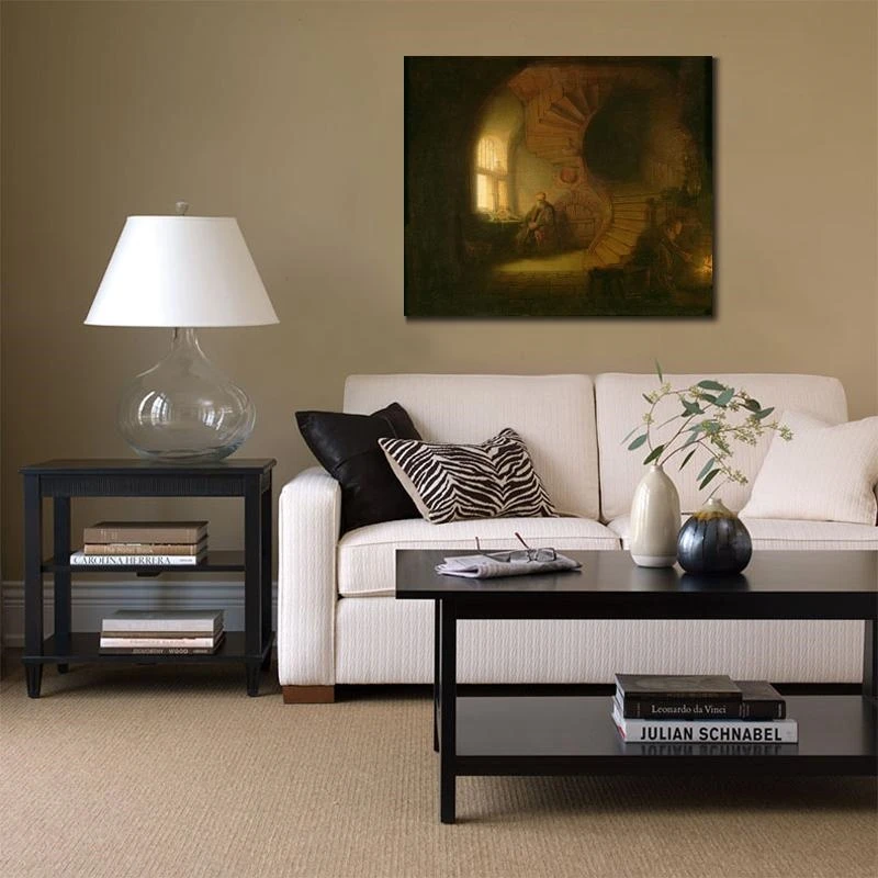 Classical Canvas Prints Philosopher in Meditation Rembrandt van Rijn Paintings HD Oil Printed Poster Picture Modern Office Decor