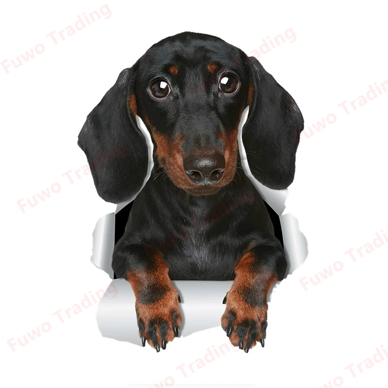 Cute Dachshund Dog Sausage Car Sticker 3D Vinyl Decal for Wall Toilet Room Luggage Skateboard Motorcycle Bumper Refrigerator PVC